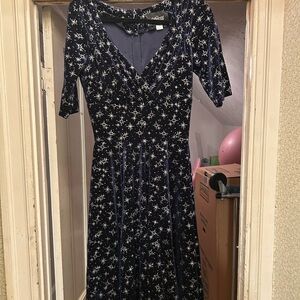 Collectif Blue Velvet Starburst Swing dress UK10